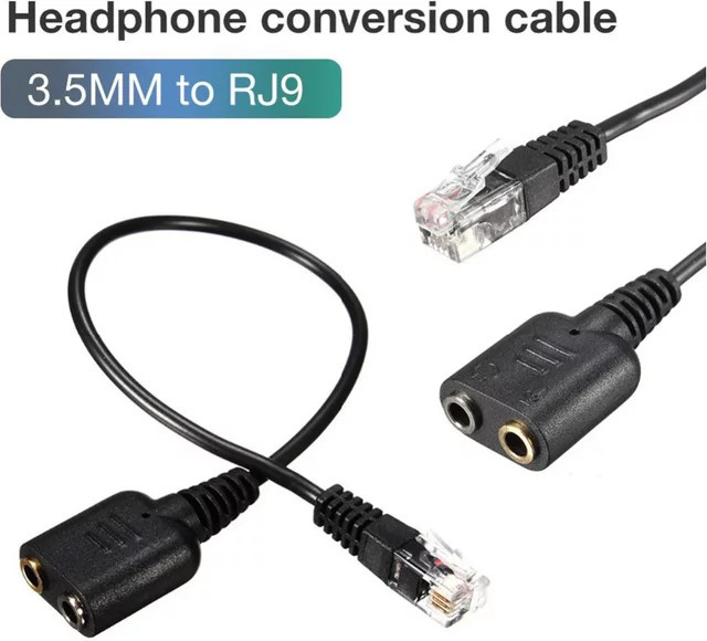 BSN Audio Kabel Adapter Dual 3,5mm Klinke auf RJ9 und RJ11 Stecker in Schwarz für Headsets, PC und Telefone - Bild 1