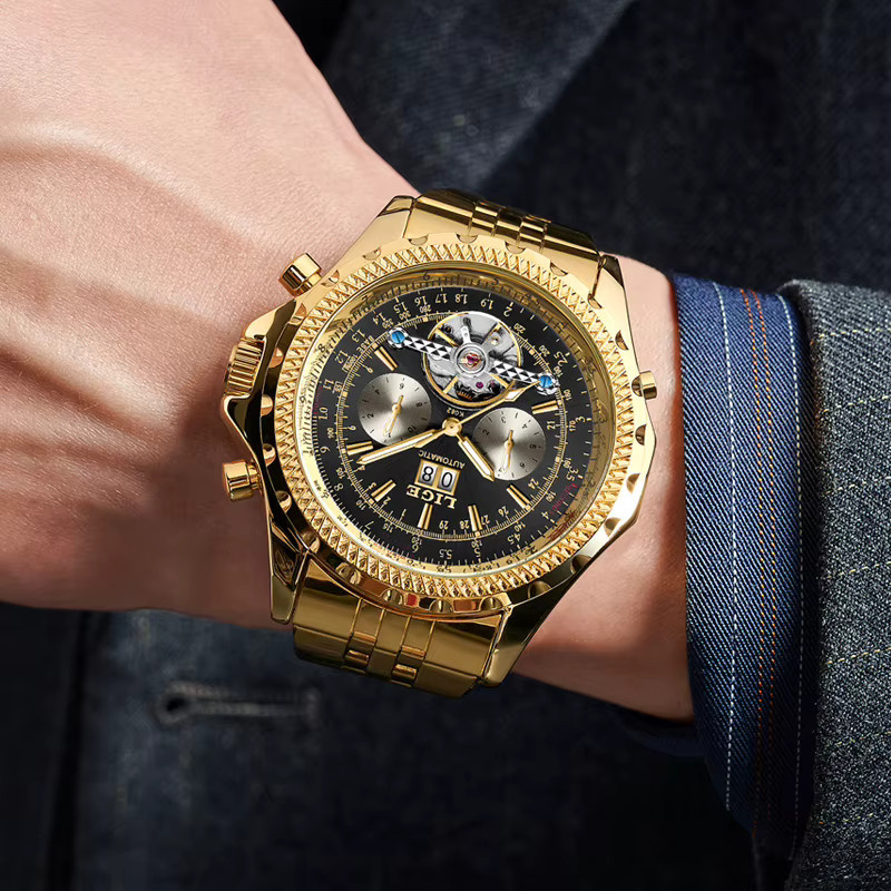 LIGE Armbanduhr, Automatik, Edelstahl, Gold, Herren - Bild 5