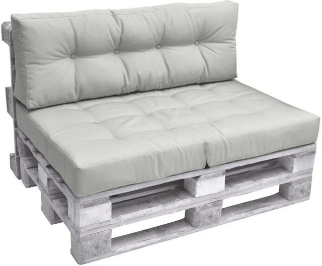 Beautissu ECO Elements Palettenkissen Set aus Sitz- und Rückenkissen in Hellgrau - Bild 1