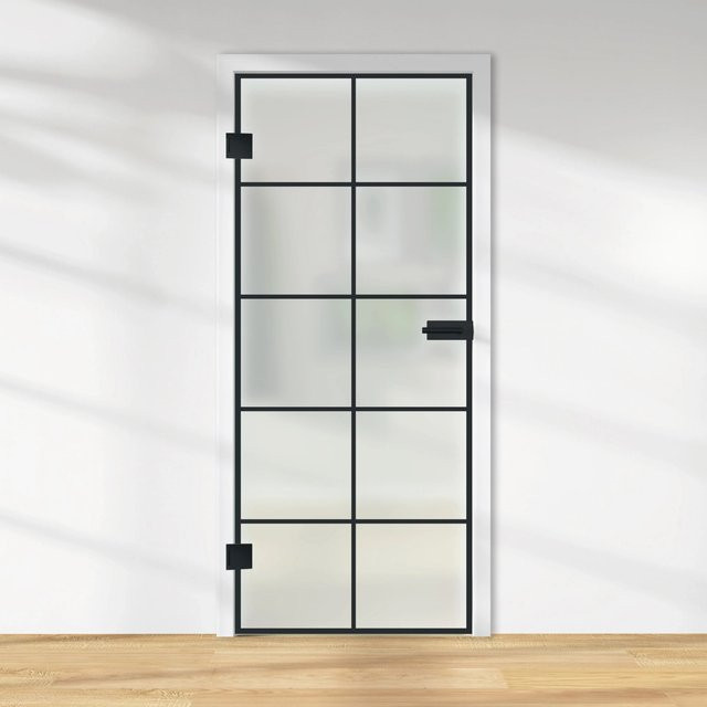 Skyscope Glasdrehtür ESG satiniert Siebdruck DIN Links, Farbe: Transparent, H x B x T: 197,2 x 83,4 x 0,8 cm - Bild 1