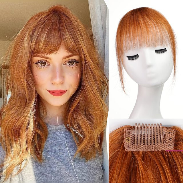 HAIRCUBE Echthaarverlängerung Pony Clip, Ingwer Orange, Damen - Bild 1
