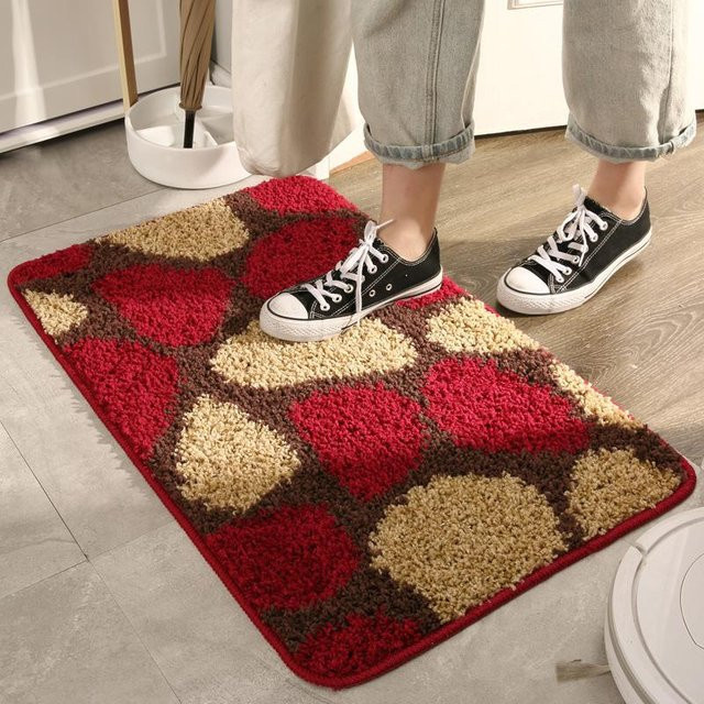 Rutschfeste und saugfähige Fußmatte aus Polyester in Rot, B/B: 40 x 60 cm - Bild 1