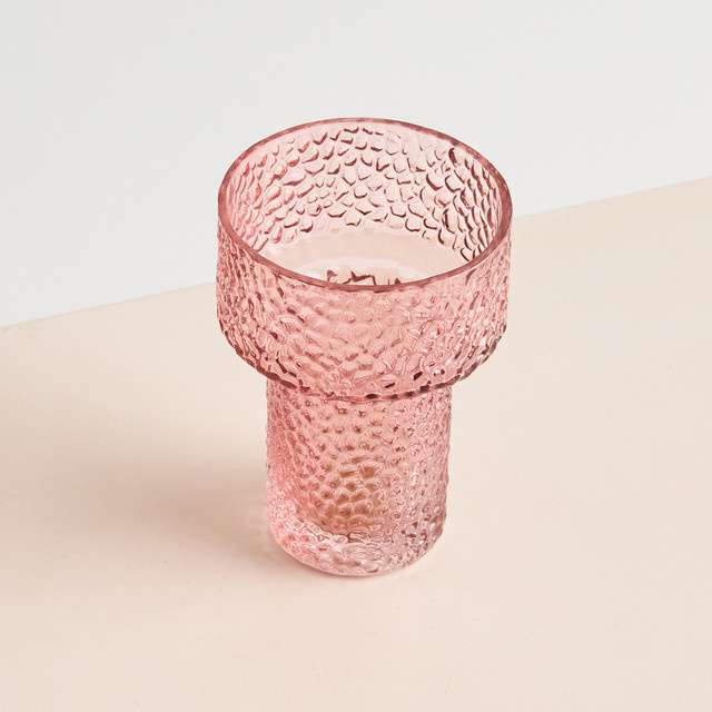 BLUME2000 Glas Hyazinthengefäß mit Struktur in Rosa - Bild 1