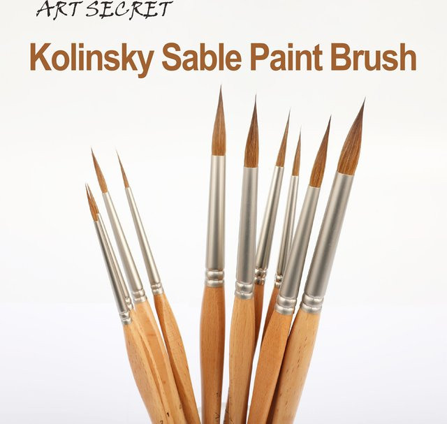 ArtSecret Kolinsky Sable Paint Brush Professioneller Kunstpinsel für feine Details aus Holz für Aquarell, Acryl und Gouache - Bild 1