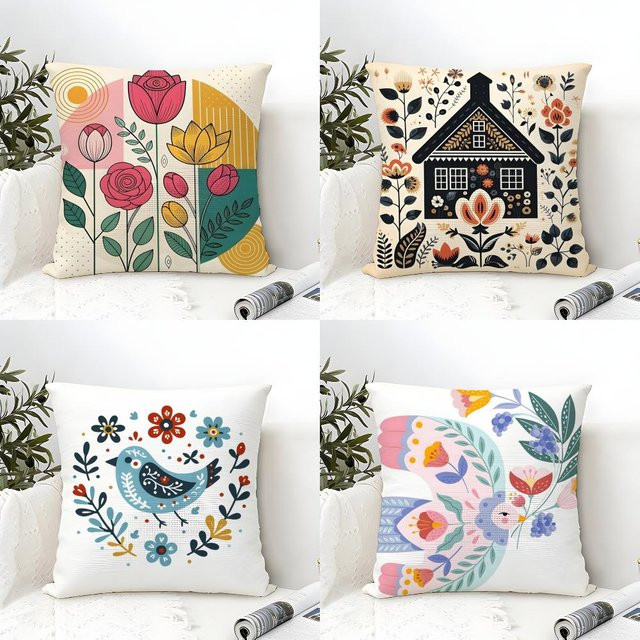 Blue Bird Home Decor Kissenbezug mit Tier-Aufdruck aus Baumwolle und Leinen, quadratisch, Multicolour, B/T/H: 30 x 30 x 30 cm - Bild 1