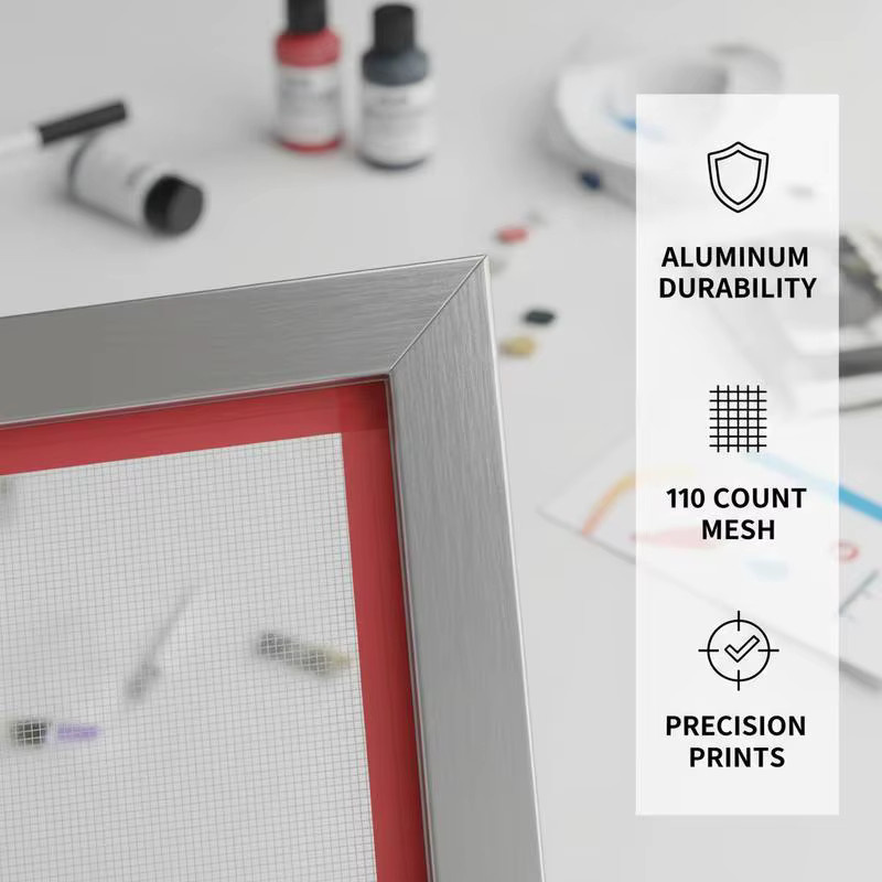 Siebdruck-Set mit 6 Aluminium-Siebdruckrahmen in Silber, 110 Mesh-Nylongewebe, B: 50,8 cm, H: 61 cm, ideal für DIY-T-Shirt-Druck - Bild 4