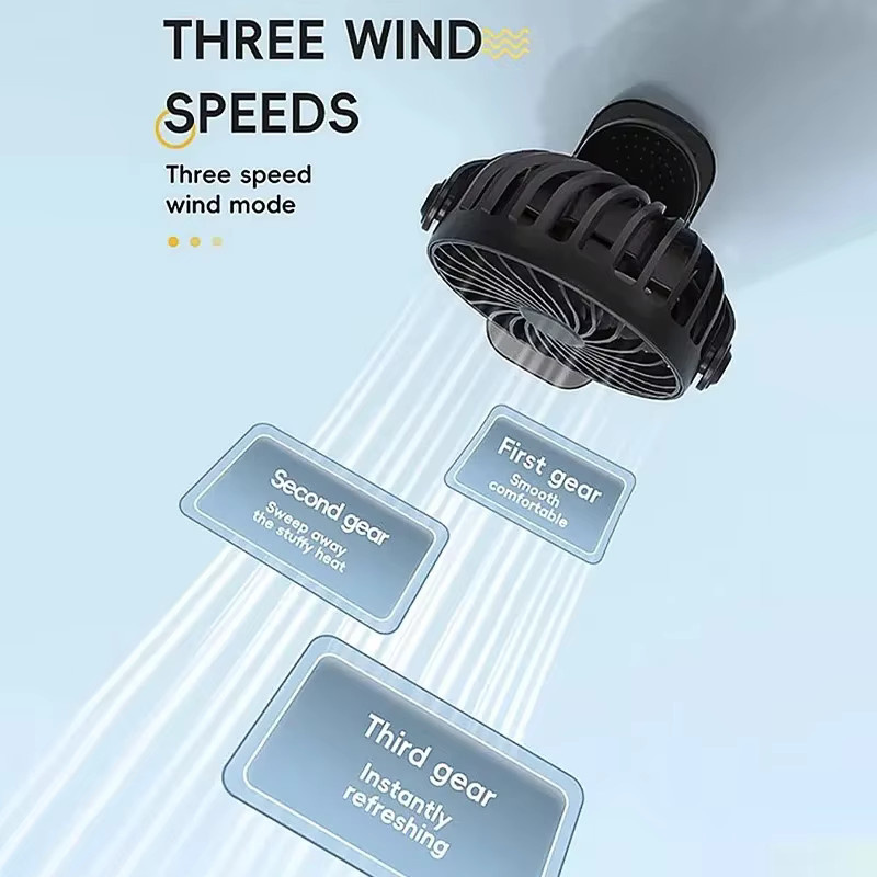 XMSJ Mini Ventilator Schwarz, Tragbarer wiederaufladbarer elektrischer Clip-Ventilator mit 720 Grad Rotation und Nachtlicht - Bild 4