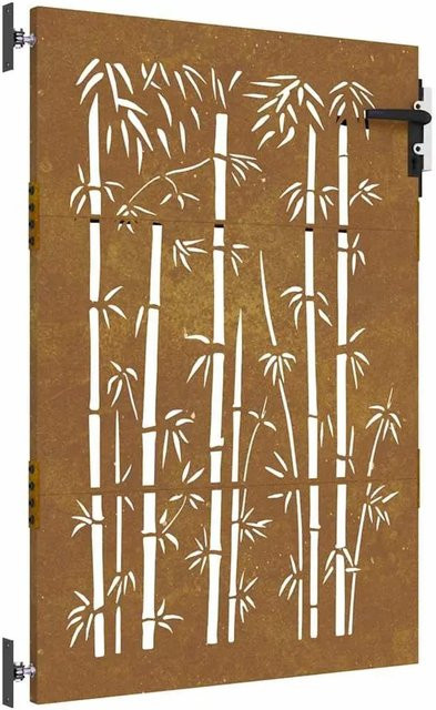 vidaXL Gartentor aus Cortenstahl im Bambus-Design, Farbe Rostig, B: 85 cm, H: 150 cm - Bild 1