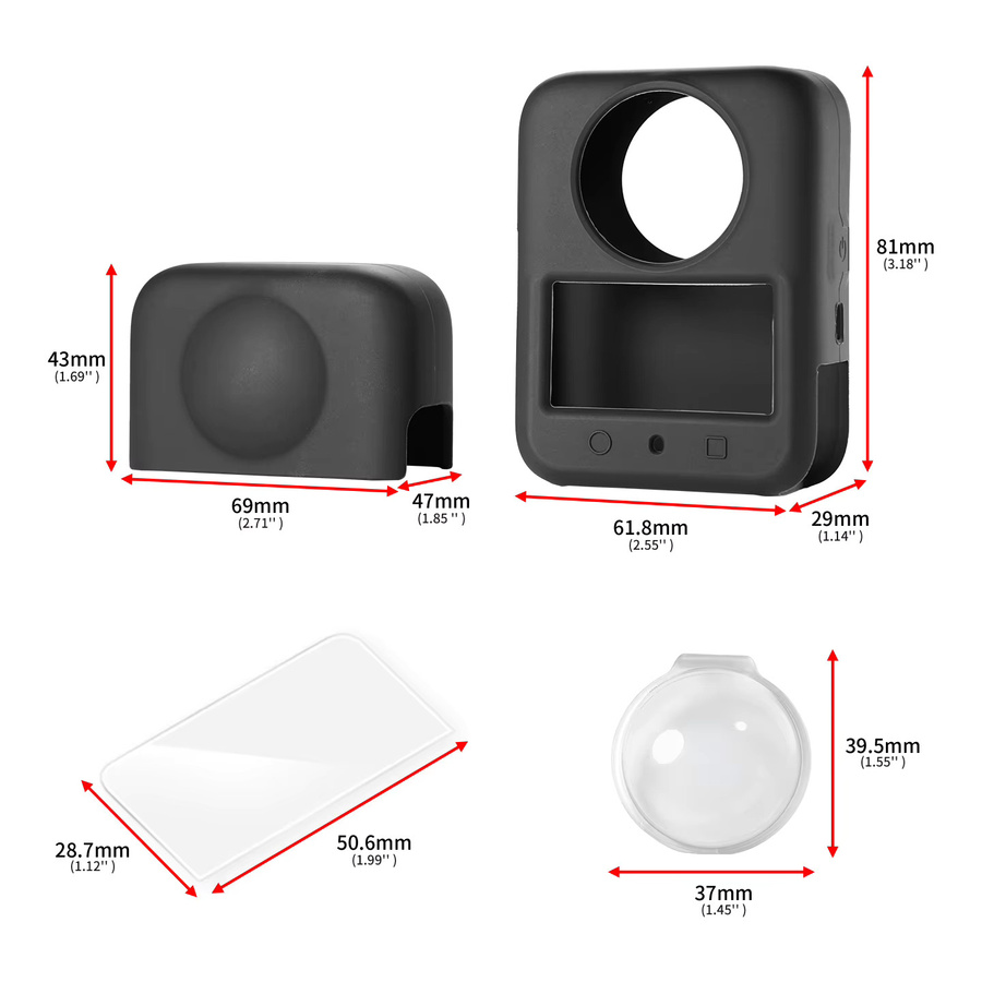 DJI OSMO 360 Erweiterungs-Zubehör Kit mit Silikon-Schutzhülle und HD-Gehärtetem Glas Objektivschutz in Schwarz - Bild 4