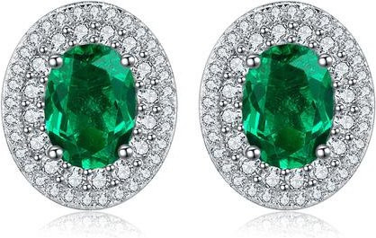 Ohrring 925 Silber, Smaragd, Diamant, Damen - Bild 1