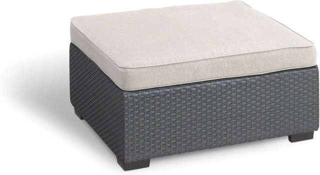 Allibert Salta Gartenhocker in Anthrazit mit Sandfarbenem Kissen aus Kunststoff in Rattanoptik - Bild 1