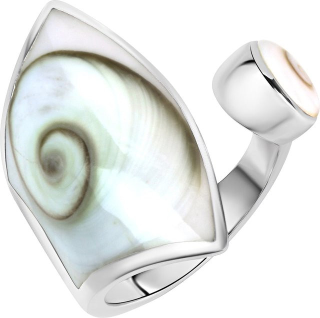 Zeeme Pearls Ring 925 Silber, weiße Muschel, Damen, 28mm breit - Bild 1