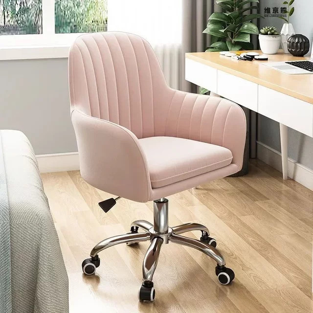 LIUSHADUOLA Moderner Polsterstuhl aus Samt mit Rollen für Home-Office und Schlafzimmer in Grün oder Pink - Bild 1