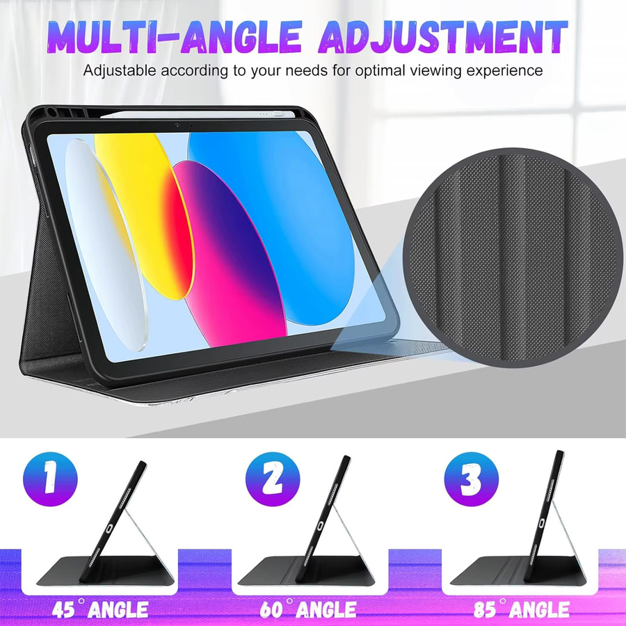 Retro-Karte TPU-Hülle für Apple iPad 10. Generation 10,9 Zoll und 11 Zoll 2022/2025, Multicolor, mit Auto Wake Sleep Funktion und verstellbarem Stand - Bild 3