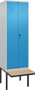 C+P PSA Doppel-Spind Classic PLUS Sitzbank mit 2 Abteilen und Sicherheits-Drehriegel, Buche-Hartholz und Stahl, B/T/H: 212 x 60 x 81,5 cm - Bild 1