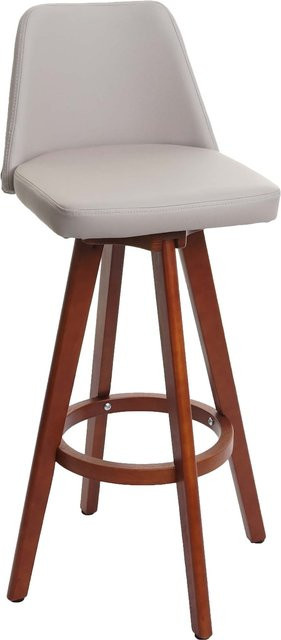 Drehbarer Barhocker MCW-C43 in Taupe mit Holz und Kunstleder im Retro-Look, Höhe: 105 cm, Breite: 50 cm, Tiefe: 50 cm - Bild 1