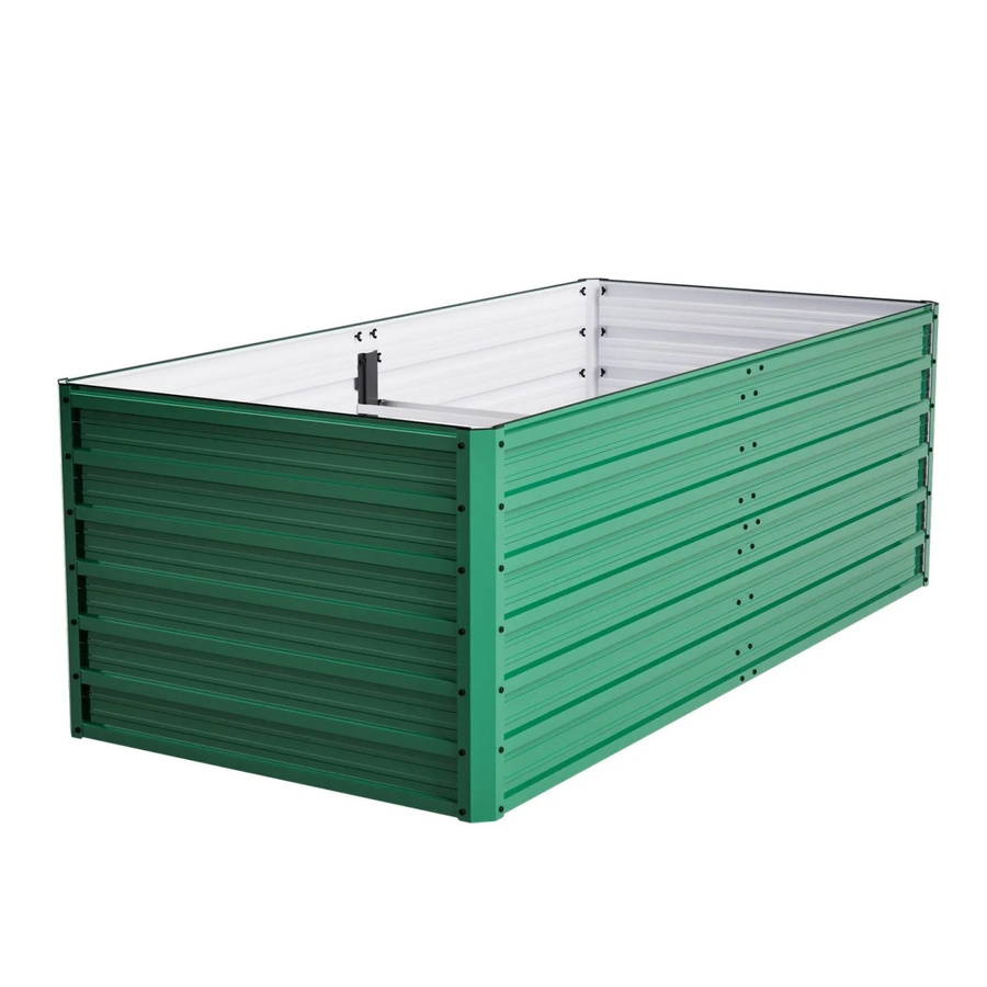 PXloue Metall Hochbeet Grün mit Holzmaserung aus verzinktem Stahl für Garten Terrasse und Balkon B/T/H: 190 x 90 x 64 cm - Bild 2