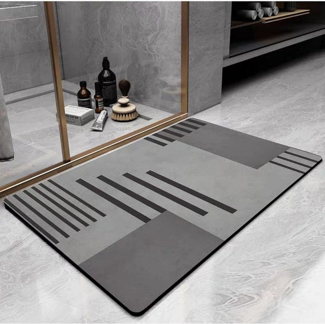 Saugfähige und rutschfeste Kieselgur Toilettenbodenmatte von Yiran Furniture in Grau, B/T: 60 x 40 cm - Bild 1