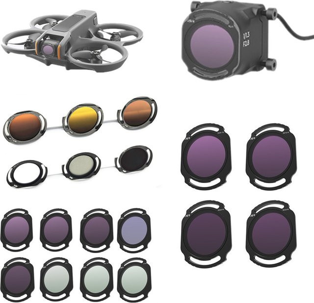 DJI Avata 2 und DJI O4 Air Unit Pro Objektivfilter-Set mit Glas UV CPL Star Night ND Filter und Kappe in Schwarz - Bild 1