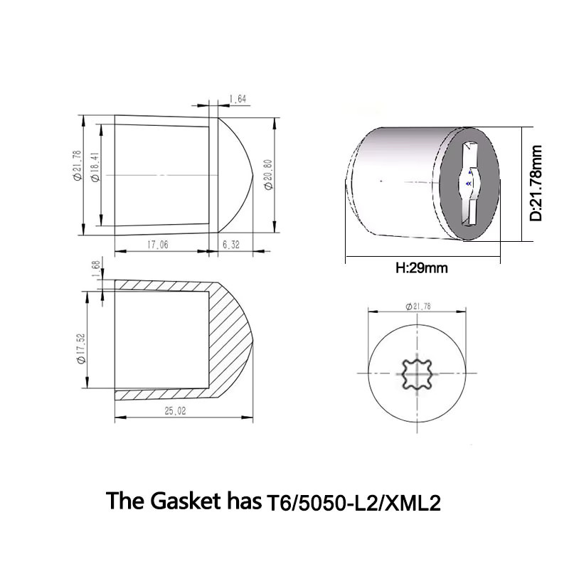 HotRed LED-Linse 5050 SMD mit 3-Grad-Fokus für Spot-Taschenlampen, transparent - Bild 4