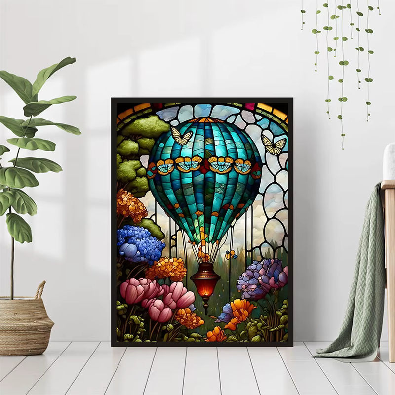 Ever shine 5D Diamantmalerei DIY Hobby Mosaik Set mit Heißluftballon und Blumenlandschaft, B/H: 30 x 40 cm, Mehrfarbig - Bild 2