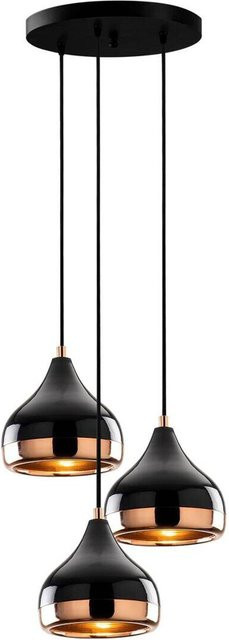 Opviq Pendelleuchte Yildo in Schwarz und Kupfer aus Metall mit 3 E27 Fassungen, B/T/H: 37 x 37 x 111 cm - Bild 1