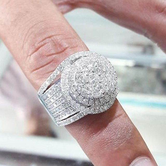 YIRAN Jewelry Ring, Silber, Messing, Zirkonia, Damen - Bild 1