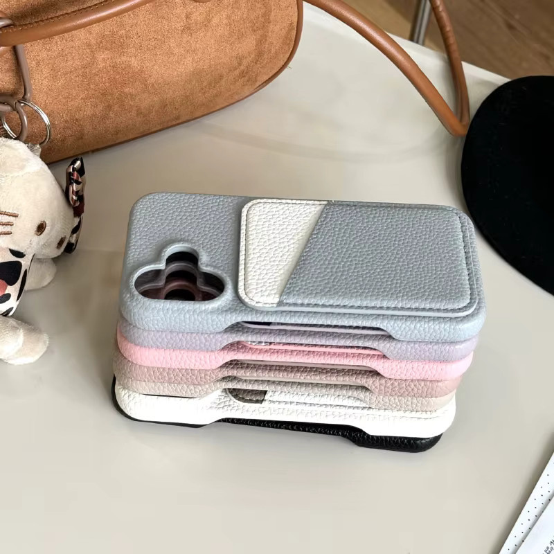 RUWANHU Leder-Handyhülle mit Kartenfach für iPhone 16 Pro Max, 15, 14, 13, 12, 11 und Mini in Beige - Bild 2