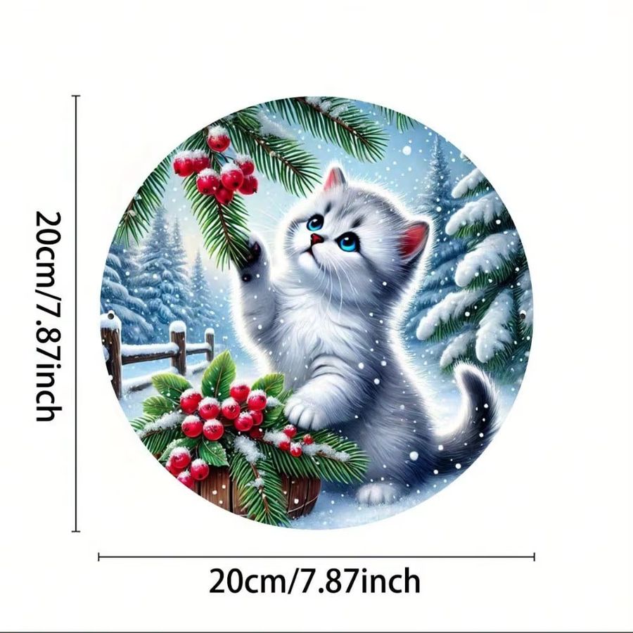 Metall-Wandkunst Winterkätzchen von CIFBUY in Multicolor, B/H: 20,3 x 20,3 cm - Bild 3