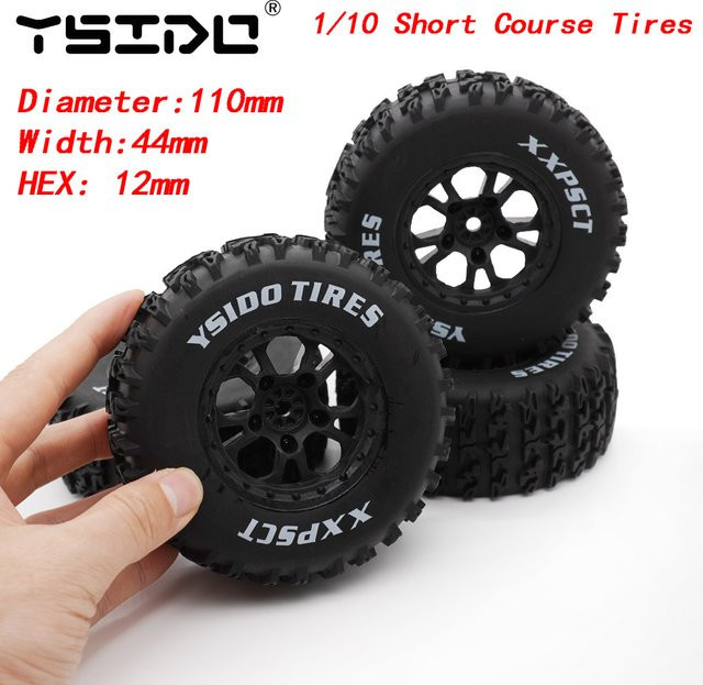 YSIDO Short Course Truck Reifen, 4-teiliges Set, 110 mm, 12 mm Sechskant - Bild 1