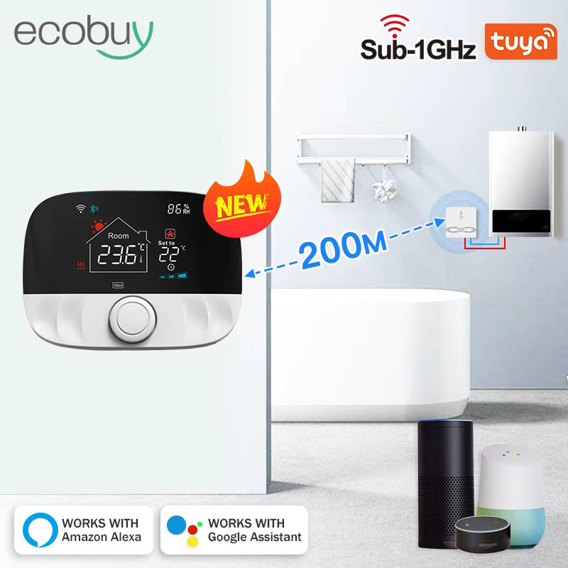 Tuya Smart Home Wifi Thermostat in Weiß zur App-Steuerung für Gas-Kessel mit Alexa und Google Home Integration - Bild 2