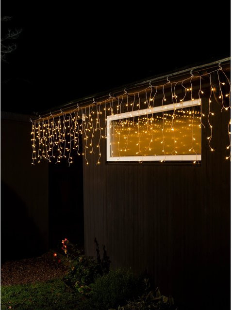 Konstsmide LED Lichtervorhang Globes mit 200 warmweißen LEDs für innen und außen, transparent - Bild 1