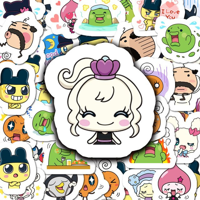 40 Stück PersonaliToys Tamagotchi Cartoon Graffiti Aufkleber aus wasserfestem PVC in Multicolor zur DIY Dekoration - Bild 1