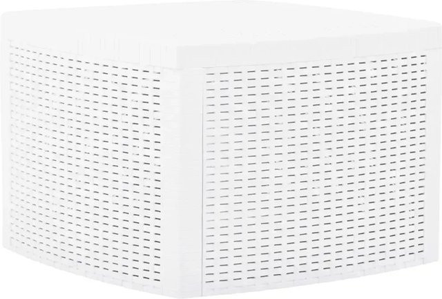 vidaXL Beistelltisch in Weiß im Rattan-Look aus Kunststoff, B/T/H: 54 x 54 x 36,5 cm - Bild 1