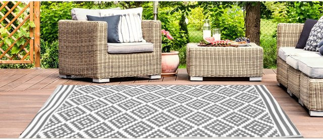 Jet-Line Outdoorteppich Austin Grau mit geometrischem Muster, B/B: 120 x 180 cm - Bild 2