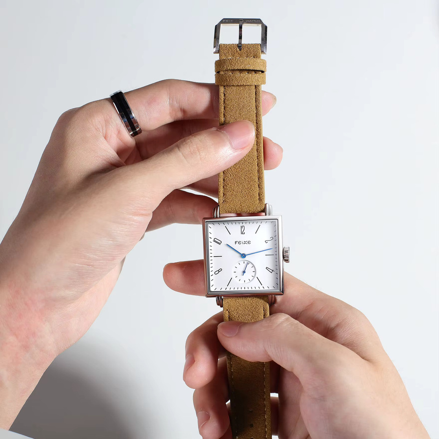 FEICE Armbanduhr Automatik, eckig, Schwarz, Leder, Herren - Bild 4