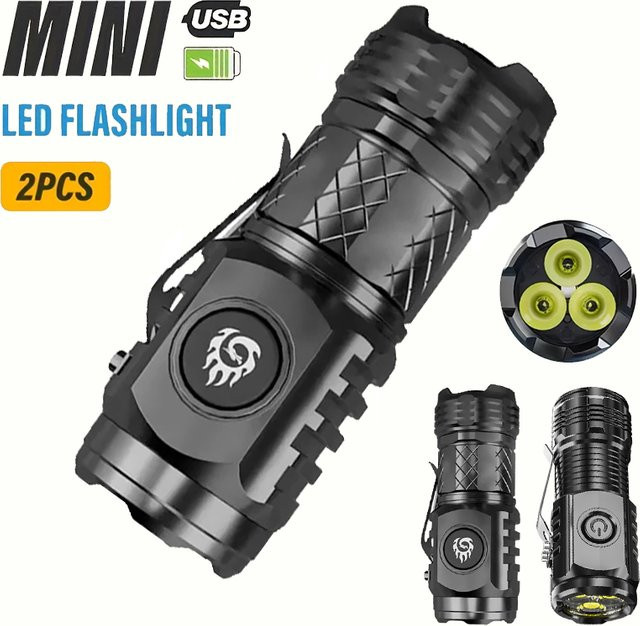 XIWANGFIRE SST20 LED Taschenlampe, USB aufladbar, wasserdicht mit Stift-Clip, Schwarz - Bild 1