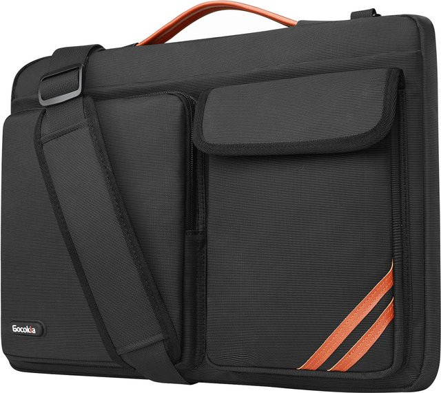 Acoki Laptop-Tasche für 15,6 Zoll, Wasserdichte Messenger-Tasche und Aktentasche mit Multi-Taschen, Schwarz - Bild 1