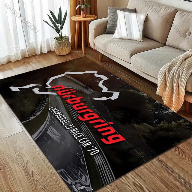 UQIDEHOME Teppich Nürburgring F1 Internationale Rennstrecke, rutschfest und waschbar, B/B: 80 x 50 cm - Bild 1