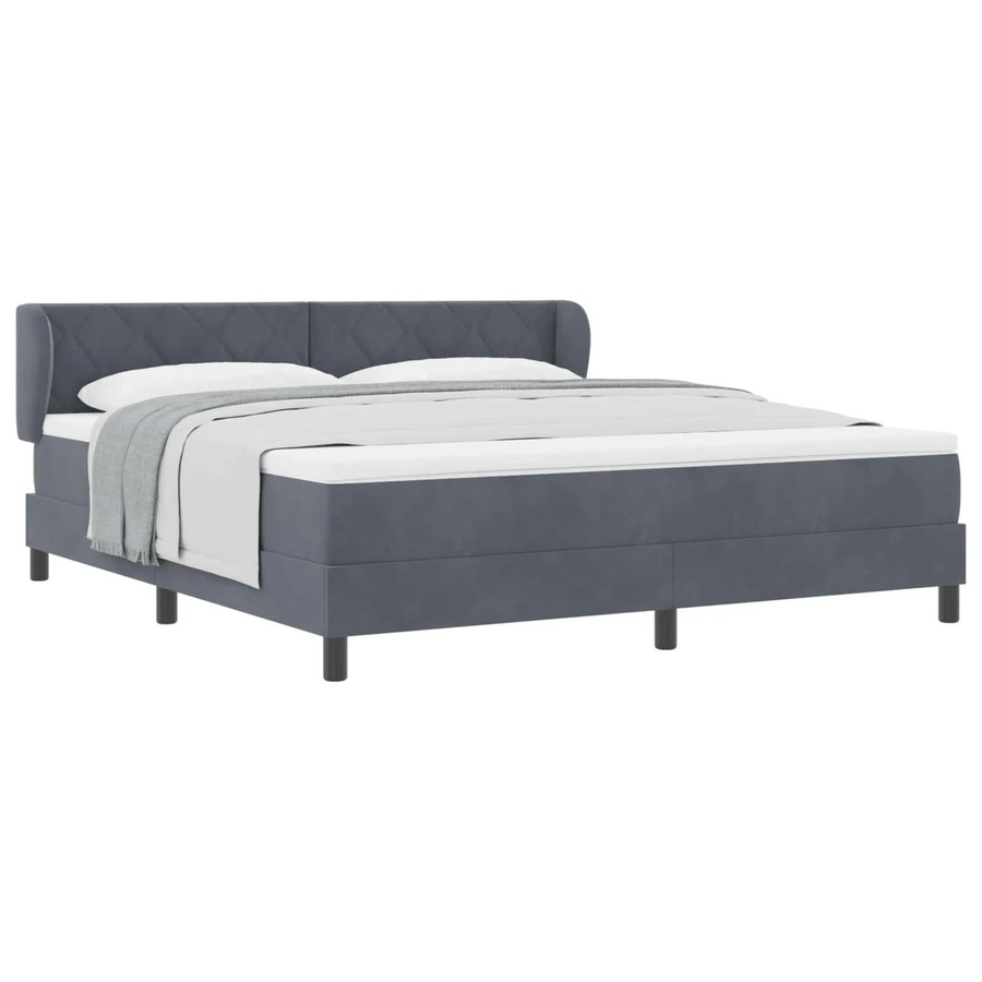 vidaXL Boxspringbett mit Matratze aus Samt in Dunkelgrau, B/T: 180 x 200 cm - Bild 2