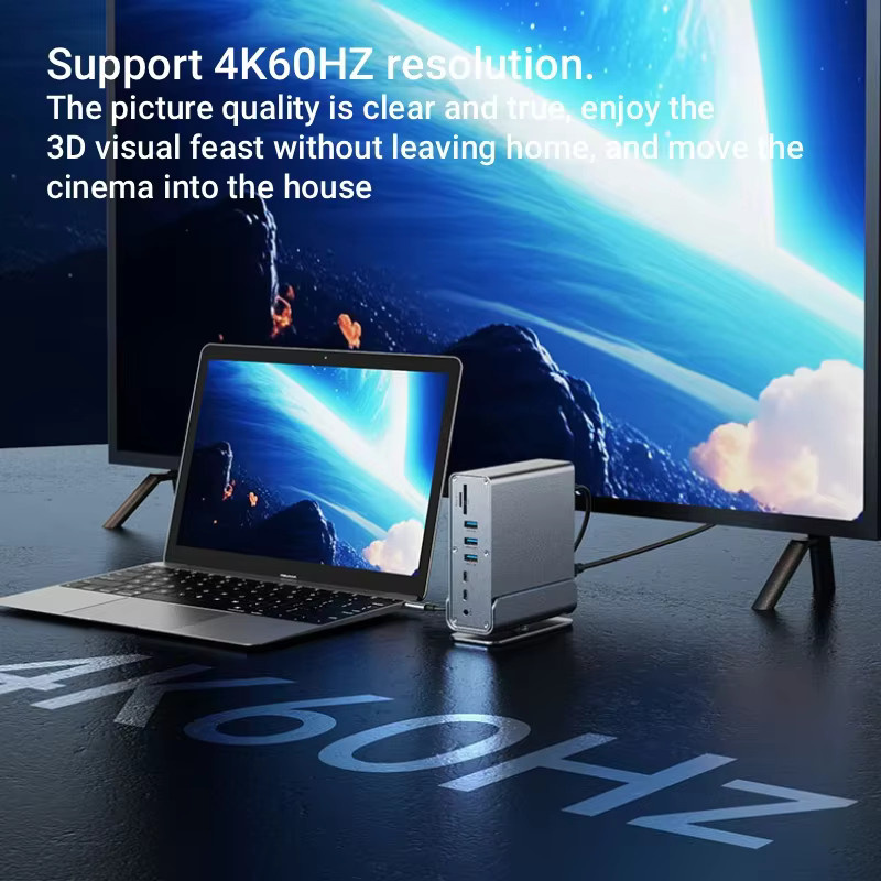 FEIWIMI 15-in-1 USB-C-Hub Dockingstation mit 4K60Hz HDMI, USB 3.0, PD 100W, RJ45, SD/TF und 3.5mm Audio für Mac Pro - Bild 5