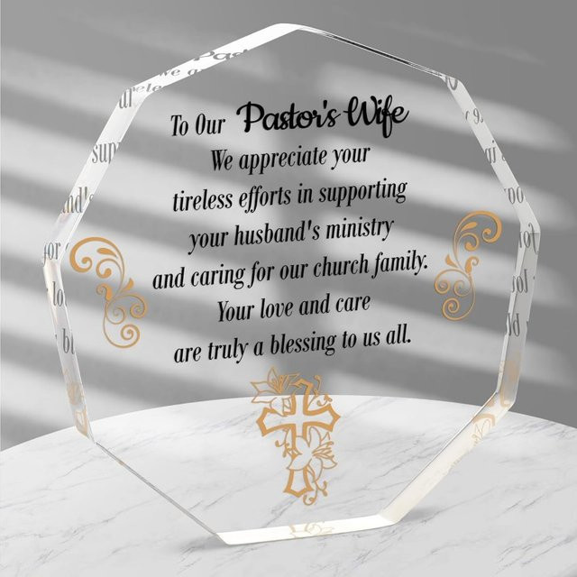 CIFBUY Dekoration aus Acryl für die Pfarrfrau, transparente 2D Tischdekoration mit LED-Licht und eleganter Typografie zur Anerkennung und zum Jahrestag - Bild 1