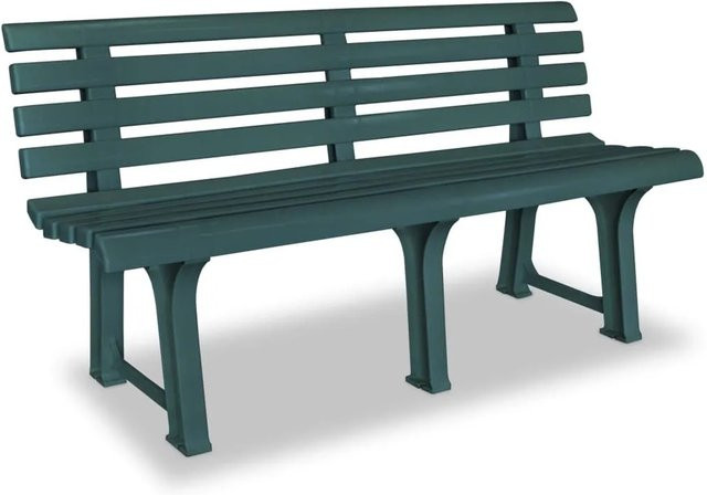 DELUKE Parkbank KATO 3 Sitzer Gartenbank aus Kunststoff in Grün mit Rückenlehne, Breite: 145,5 cm - Bild 1