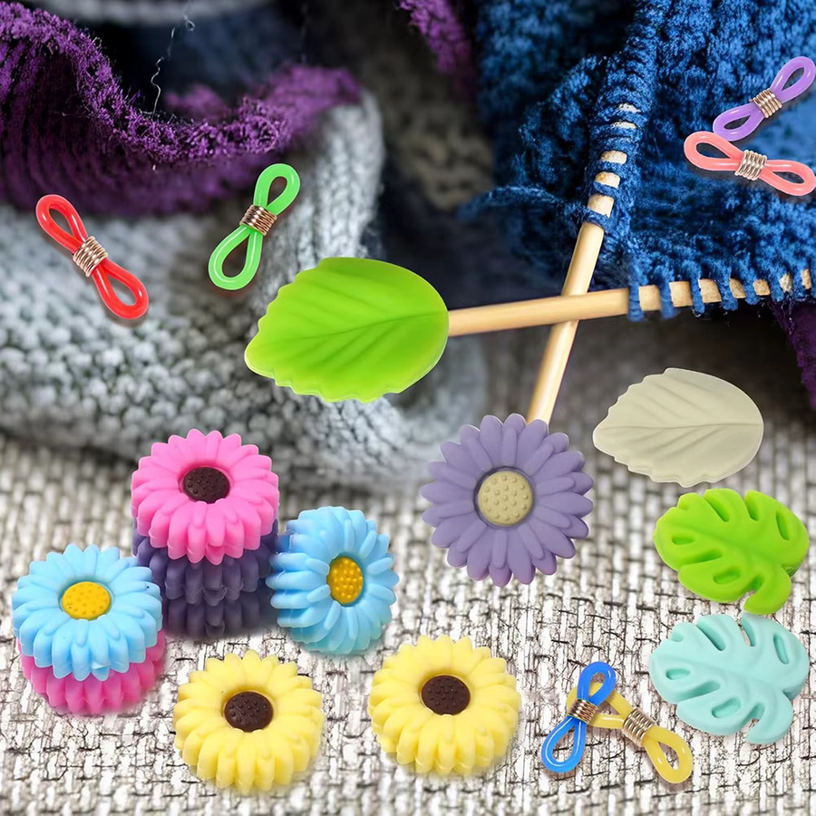 JAY HOME Stricknadel Stopper Set aus Silikon mit 38 farbigen Nadelspitzen Schutzkappen für Quilten und Nähen - Bild 2