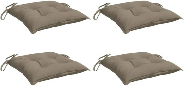 4er-Set vidaXL Stuhlkissen aus Oxford-Gewebe in Taupe, wasserabweisend und atmungsaktiv, B/T/H: 40 x 40 x 7 cm - Bild 1