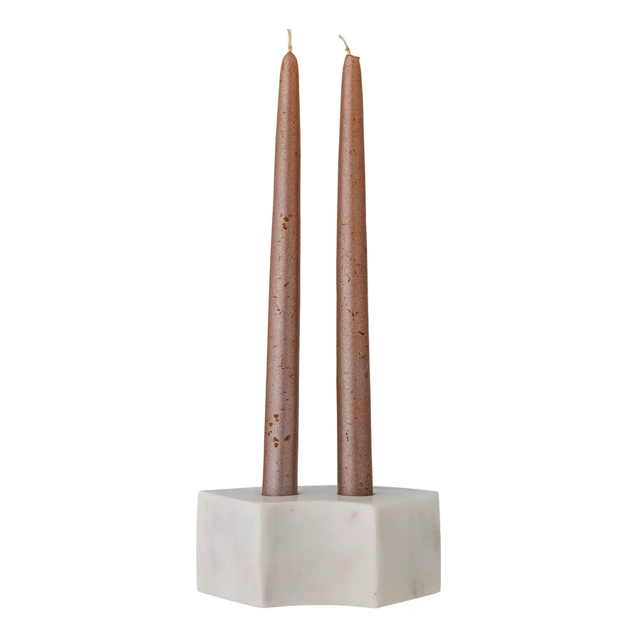 Bloomingville Kerzenhalter Florida aus weißem Marmor im skandinavischen Design, Höhe: 14,5 cm, Breite: 7,5 cm, Tiefe: 6,0 cm - Bild 1