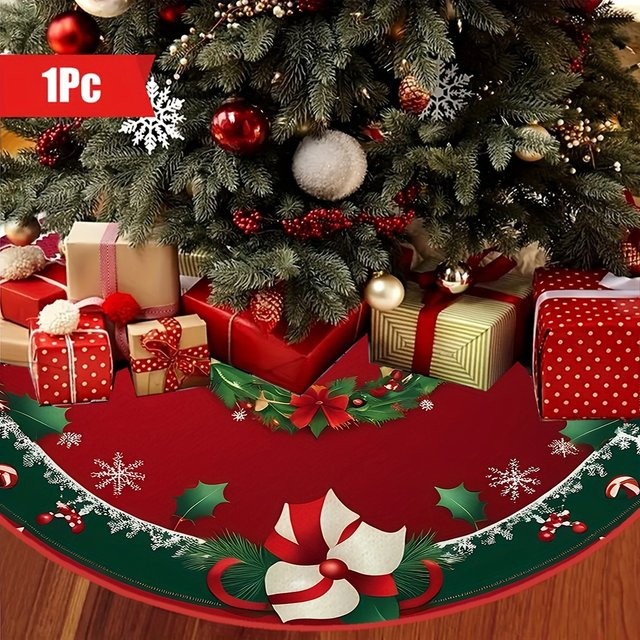 VIKAMA Weihnachtsbaum Rock mit floralem Muster in Rot für dein Wohnzimmer - Bild 1