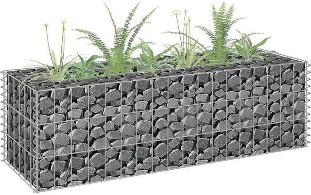 DELUKE Gabionen Hochbeet ROON aus verzinktem Stahl in Silber, B/T/H: 90 x 30 x 30 cm - Bild 1