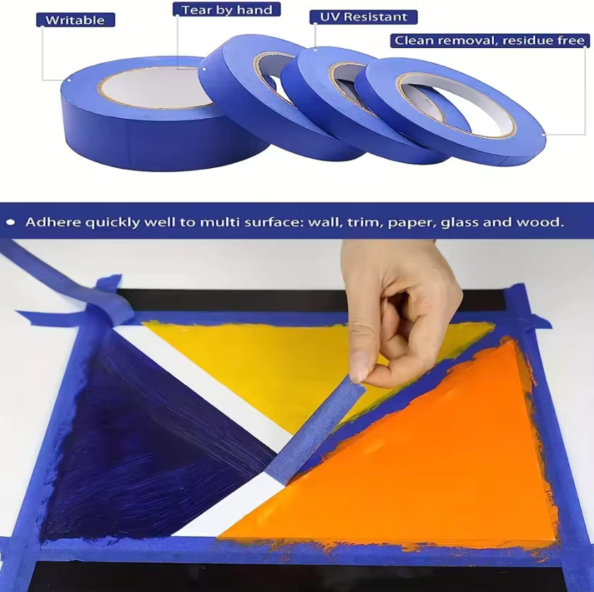 Selbstklebendes blaues Abdeckband aus Papier, 20 m, beschreibbar für Malerei, Kunst und DIY - Bild 3