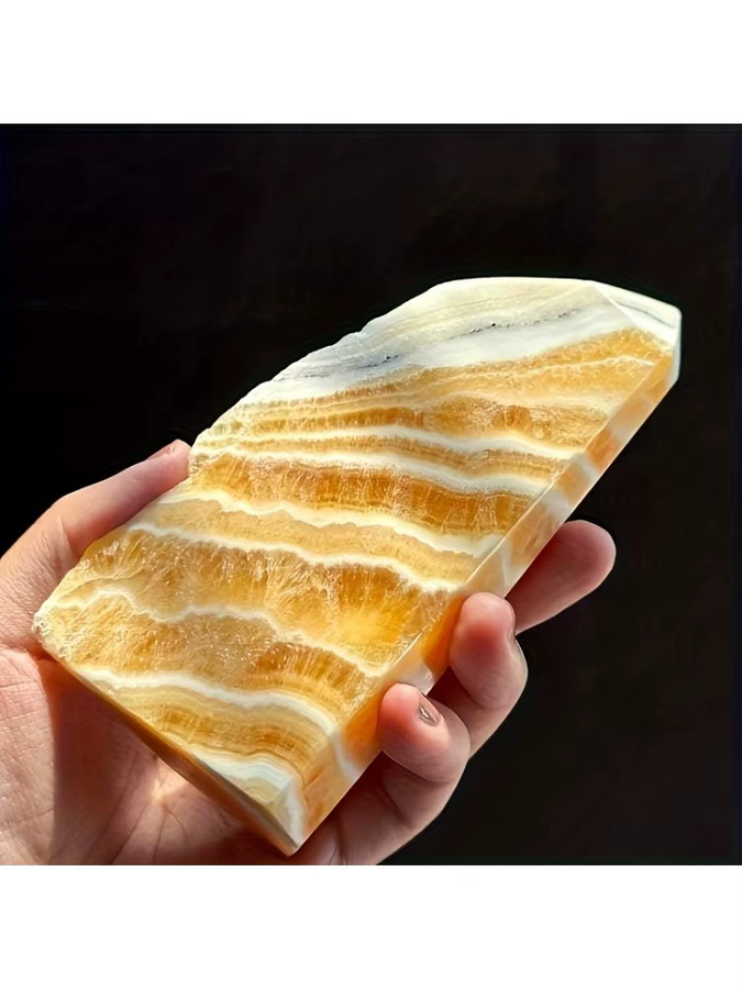 CRYSTALHOLA Orangen-Calcit-Kristallprobe – Selbststehender böhmischer Mineralkristall in Orange - Bild 5
